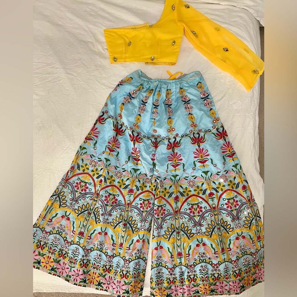 Women pant/ palazzo/sharara style outfit with one sleeve top
